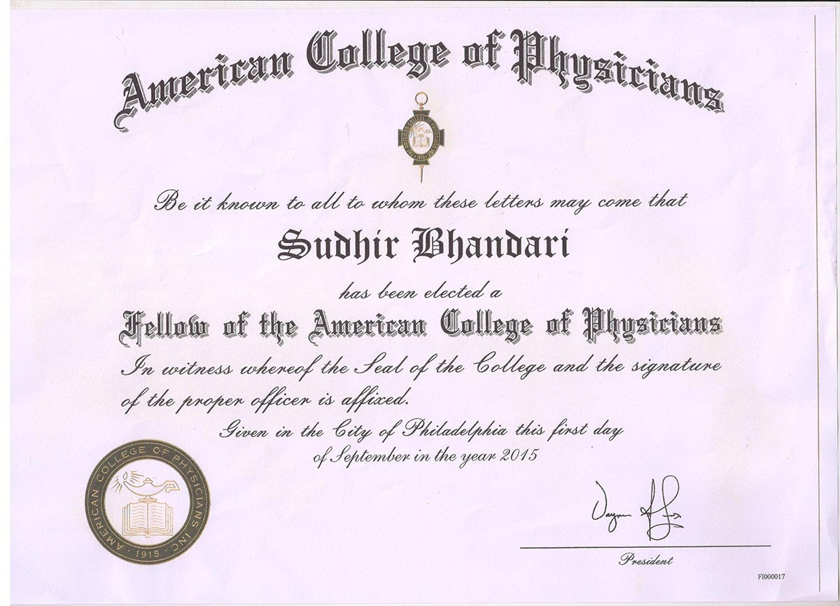 FACP 2015 Fellowship of American College of Physicians
