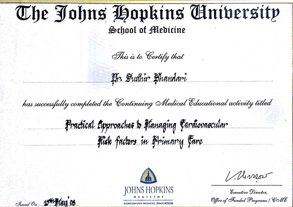 AWARD PRESENT BY THE JOHNS HOPKINS UNIVERSITY SCHOOL OF MEDICINE