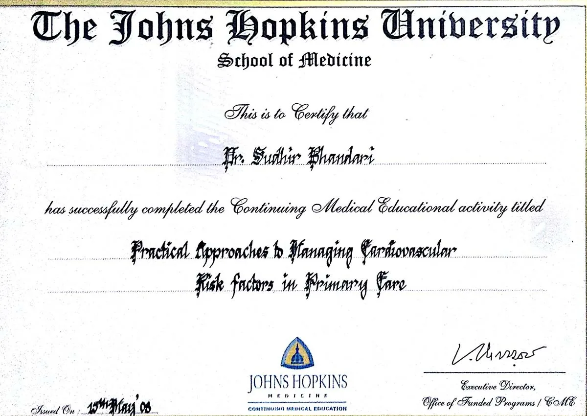 AWARD PRESENT BY THE JOHNS HOPKINS UNIVERSITY SCHOOL OF MEDICINE